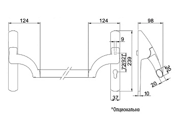 Ручка-штанга нажимная DOORLOCK PD800 FR-BAR PZ72 мм для системы антипаники