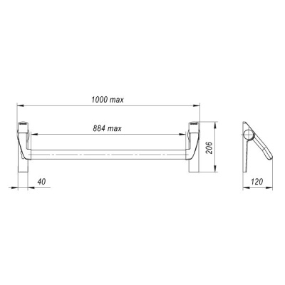 Ручка-штанга нажимная FUARO 1300А для системы антипаники